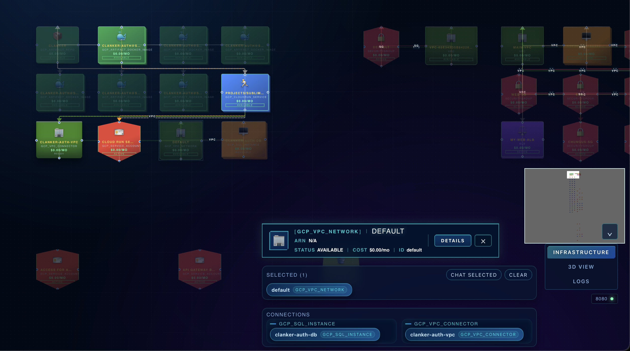 2D topology view in Clanker Cloud
